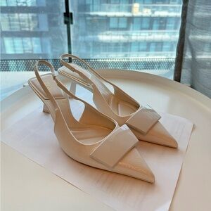 Zara Cream Pointed Slingback Heels